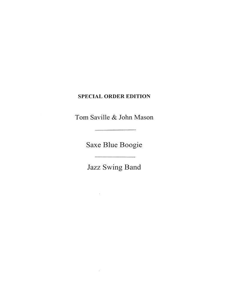Saville, T/Mason, J Saxe Blue Boogie Jzsw Bnd
